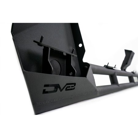 DV8 Round Tube Side Steps Frame Mount With Front and Back Skid Plates Powder Coated Black Steel SRGL-04
